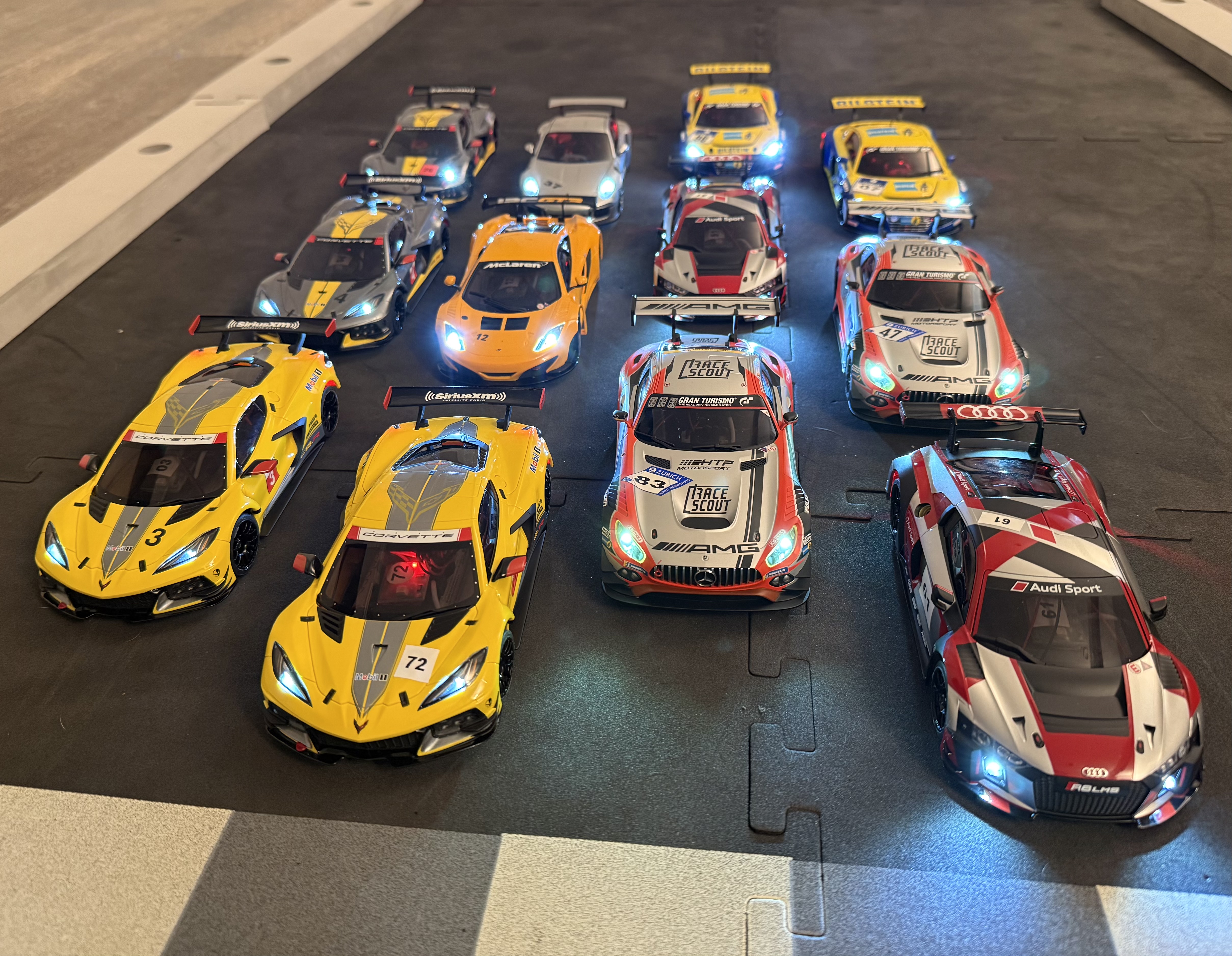 Kyosho Mini-Z RC cars racing on a custom track at a corporate event in Washington DC